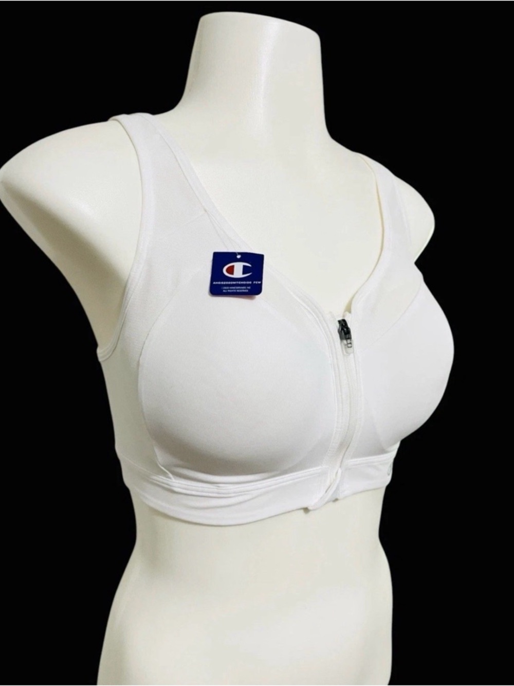 Champion Motion Control Front Zip High Impact Sports Bra White Size 42D - Picture 7 of 10
